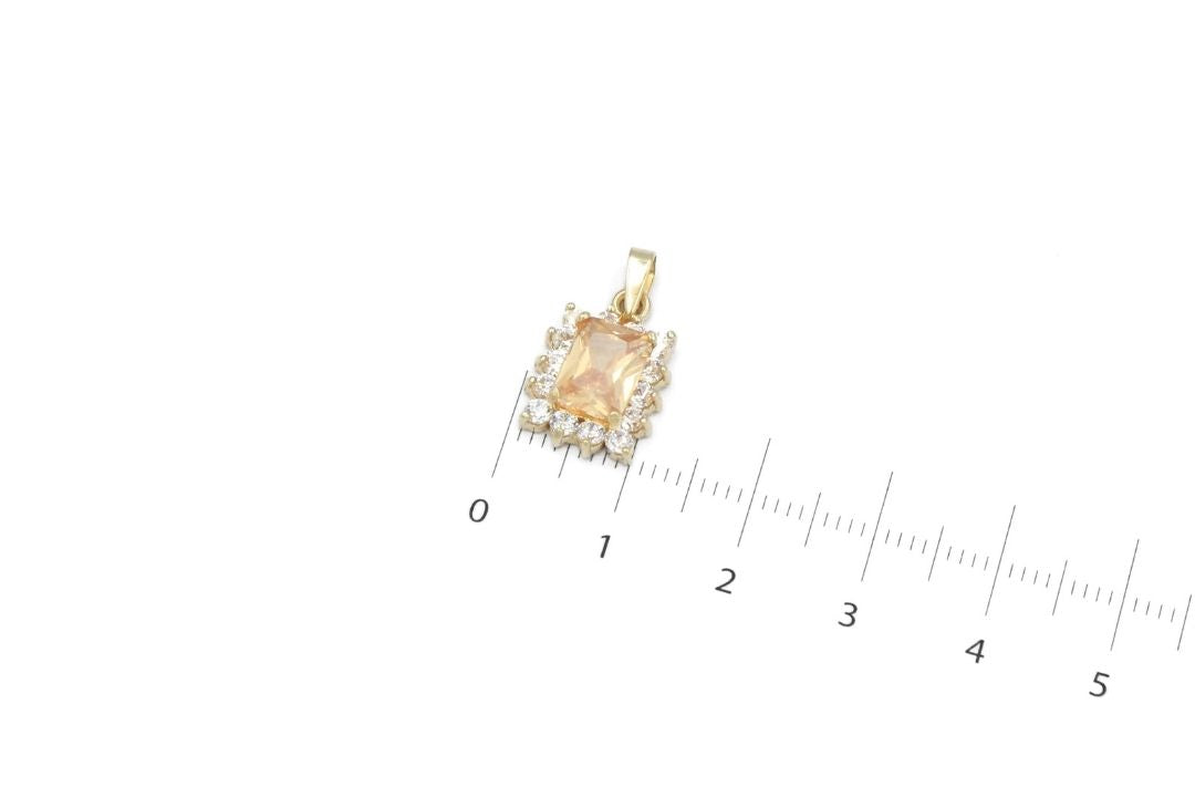 Dije de Zirconia Corte Cuadrado en Color Anaranjado mod. 6257