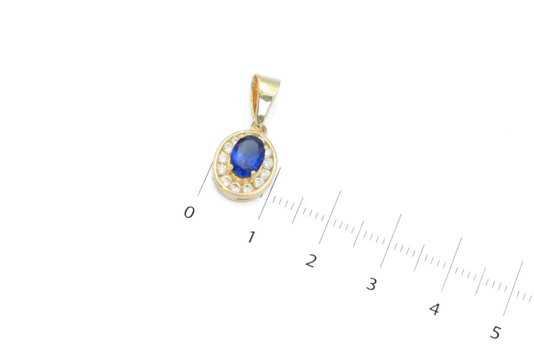 Dije de Piedra Azul Rey de Corte Oval con Biselado de Zirconias mod. 6265