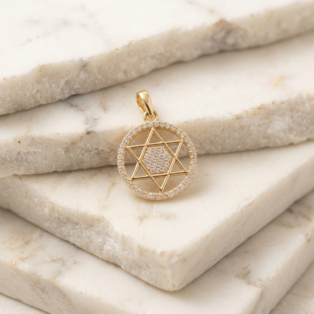Dije de Oro 14k Estrella de David con Zirconias mod. 11224