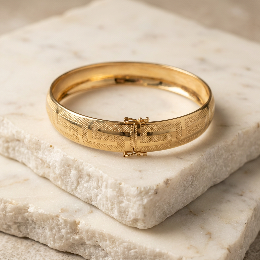 Aro de Oro 14k Diseño Elegante de Greca mod. 11228