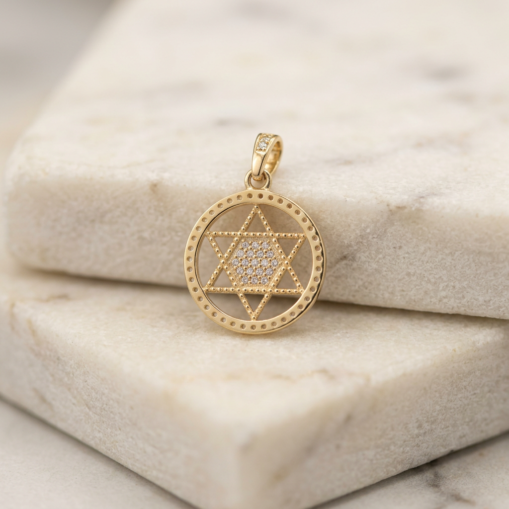Dije de Oro 14k Estrella de David con Zirconias mod. 11224