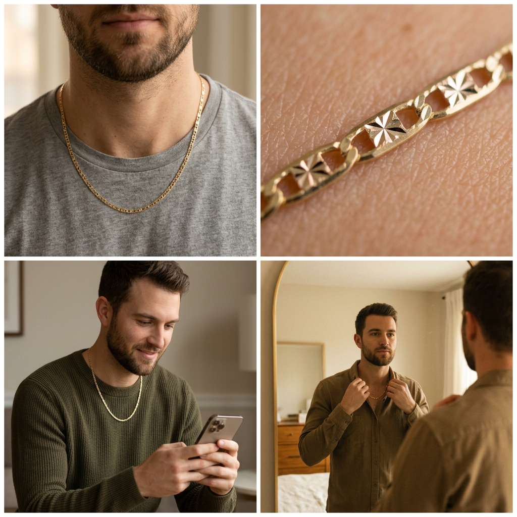 Cadena de Oro 14k Tejido Navaja Fino mod. 11220