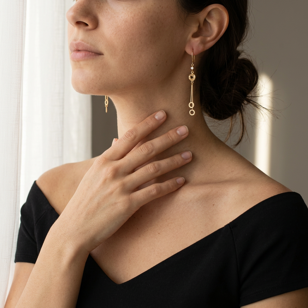 Arete Largo de Oro 14k Aros Brillantes con Zirconias mod. 11234