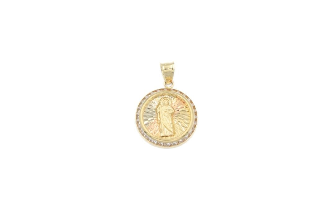 Medalla Redonda de San Judas con Incrustación de Zirconias mod. 6279