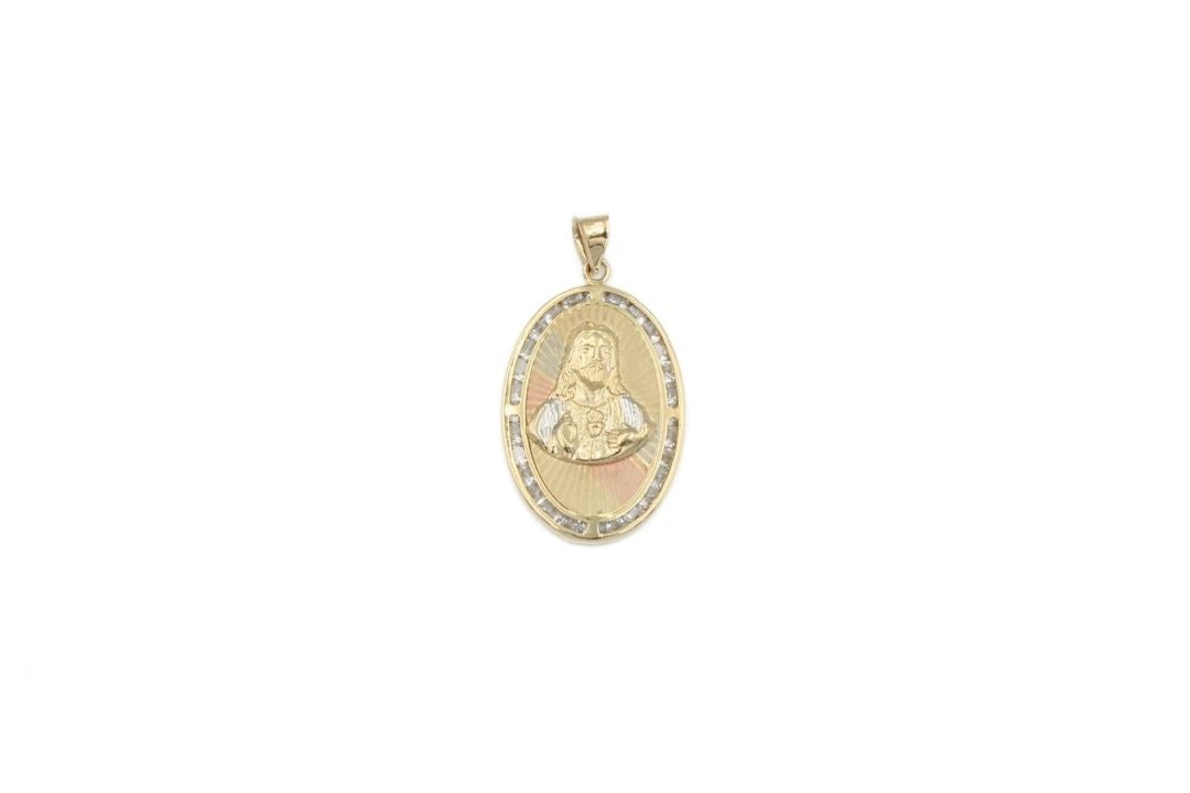 Medalla de Sagrado Corazón en Forma Oval con Zirconias mod. 6282