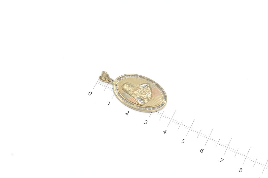 Medalla de Sagrado Corazón en Forma Oval con Zirconias mod. 6282