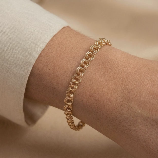 Pulsera de Oro 14k Tejido Chino Gruesa mod. 10980
