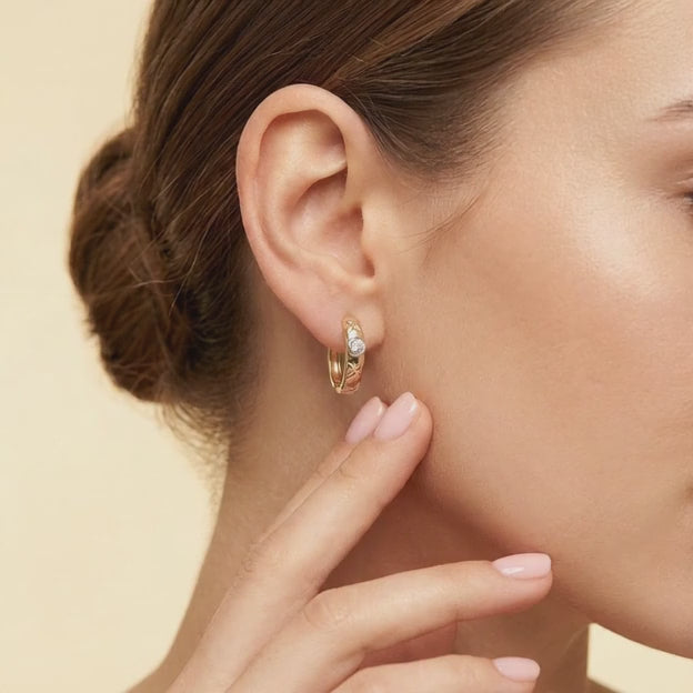 Grapa de Oro 14k con Circulos Matte Florentinos mod. 11064