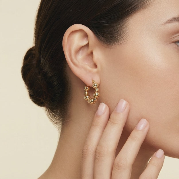 Arracada de Oro 14k Diseño Esferas Grandes Huecas mod. 10888