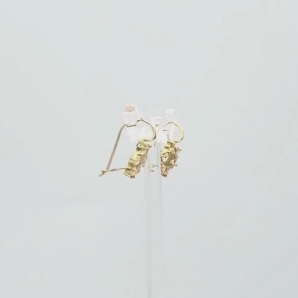 Arete con Broche Arillo de Oro 14k con Diseño Estrella Incrustado con Zirconia Rosa mod. 9762
