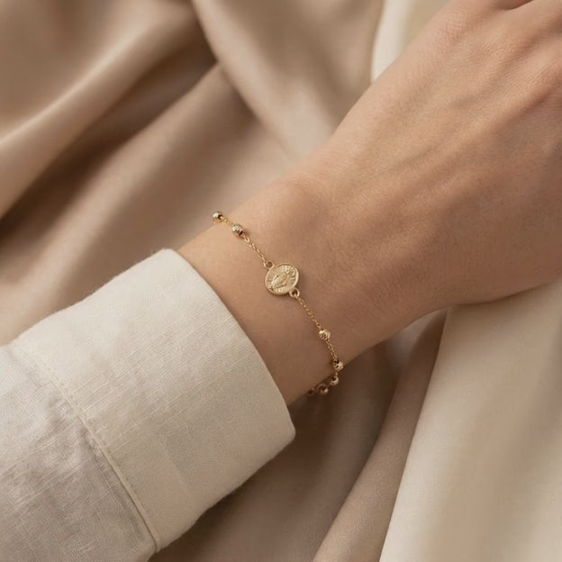 Pulsera de Oro 14k con Medalla de la Virgen de Guadalupe mod. 11031