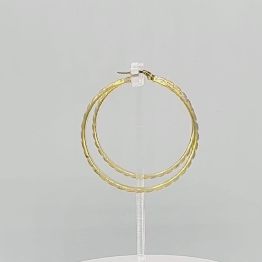 Arracada de Oro 14k Diseño Hueco y Fino de Tonos Mate Elegante mod. 9788