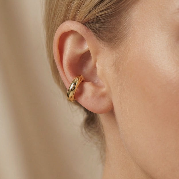 Earcuff de Oro 14k Hueco Trepador de Diseño Chunky Especial mod. 10610