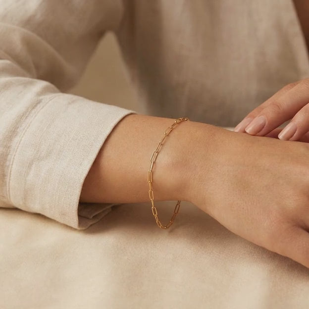 Pulsera de Oro 14k Paperclip delgada mod. 10978