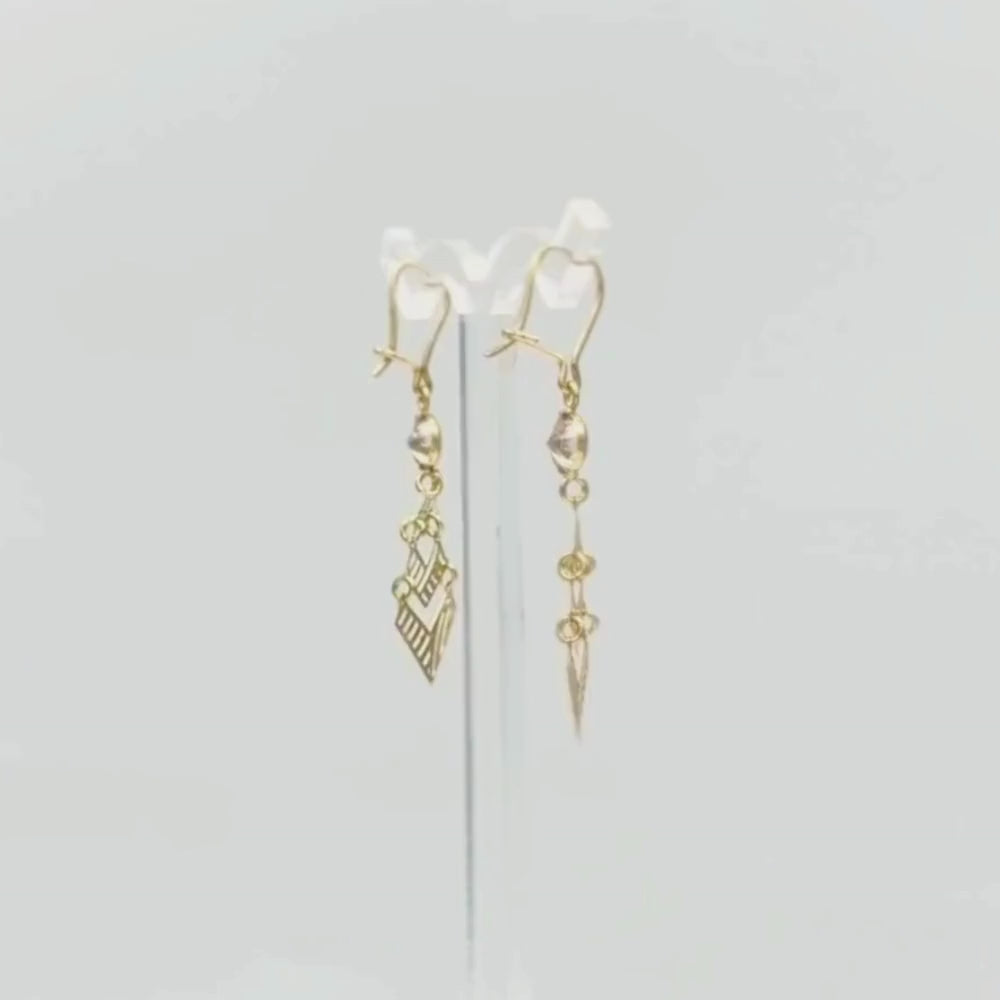 Arete Largo de Oro 14k Estilo Tradicional con Zirconia Fina mod. 9770