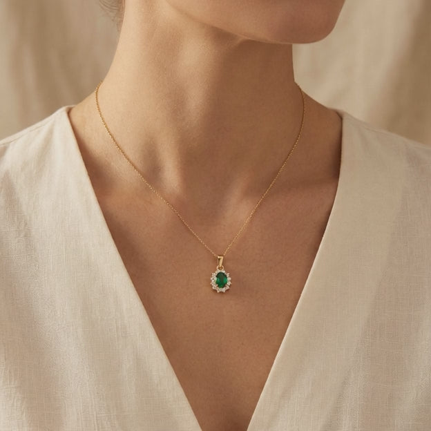 Dije de Oro 14k Elegante con Zirconia Verde mod. 10933
