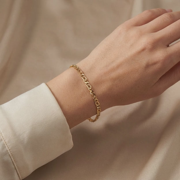 Pulsera de Oro 14k Tejido Ojo de Tigre mod. 10983