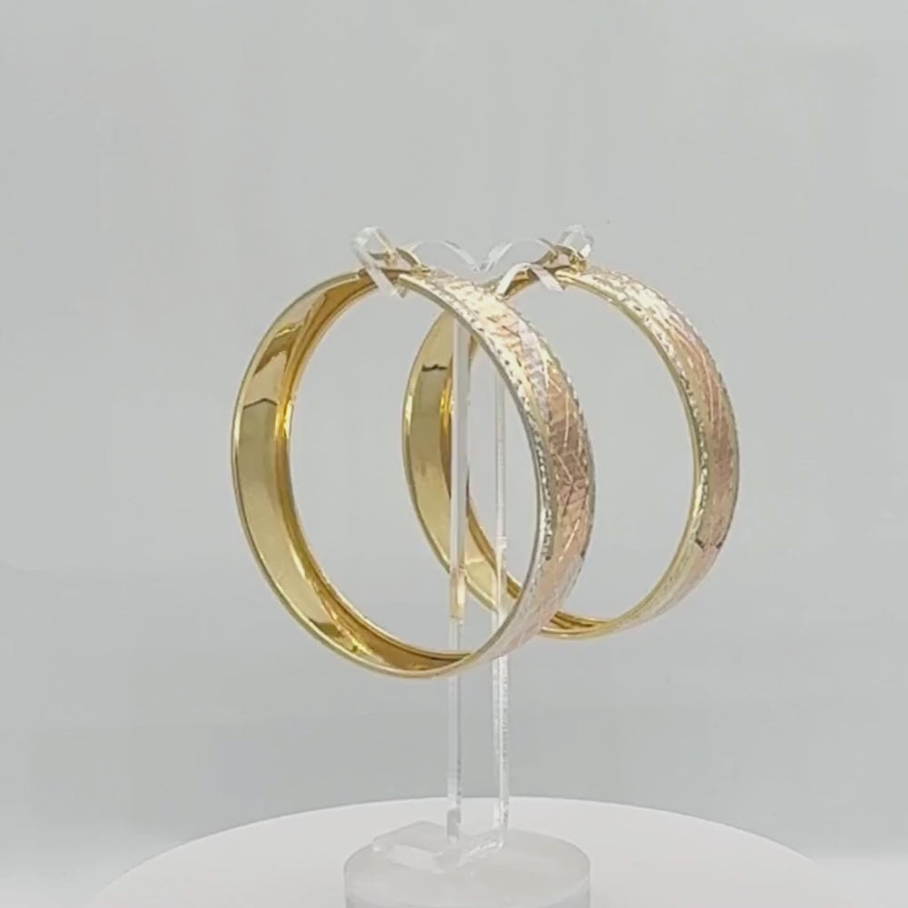 Arracada de Oro 14k Diseño Big con Diamantado Fino de 3 Colores mod. 9773