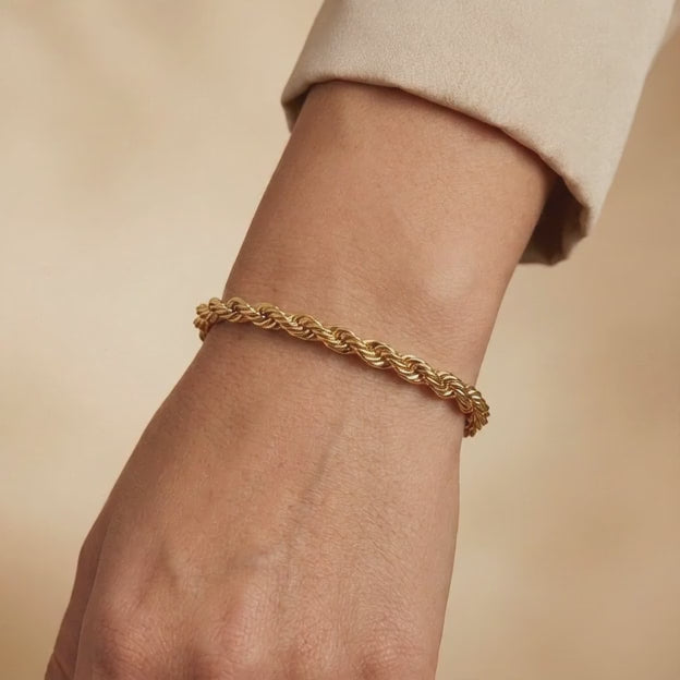 Pulsera de Oro 14k Tejido Torzal Grueso mod. 10979