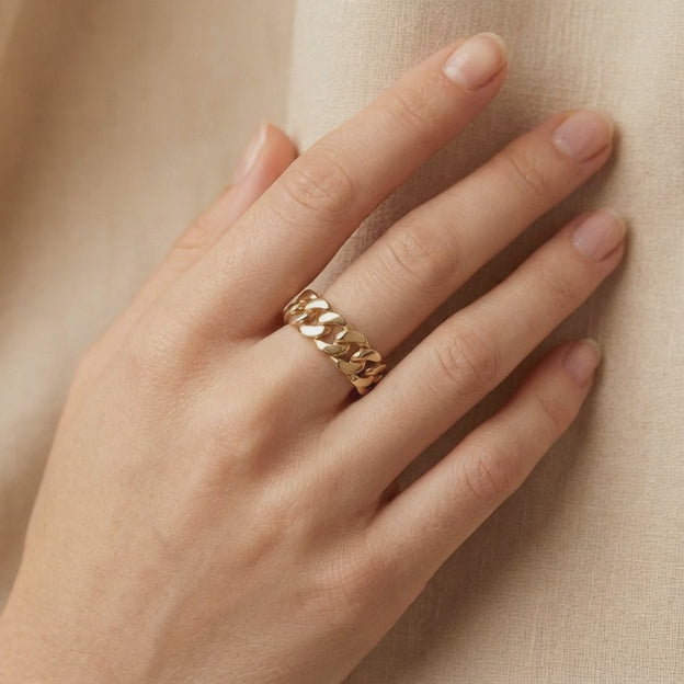 Anillo de Oro 14k Eslabones Gruesos mod. 10878