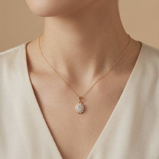 Dije de Oro 14k  Elegante con Incrustación de Zirconias mod. 10935