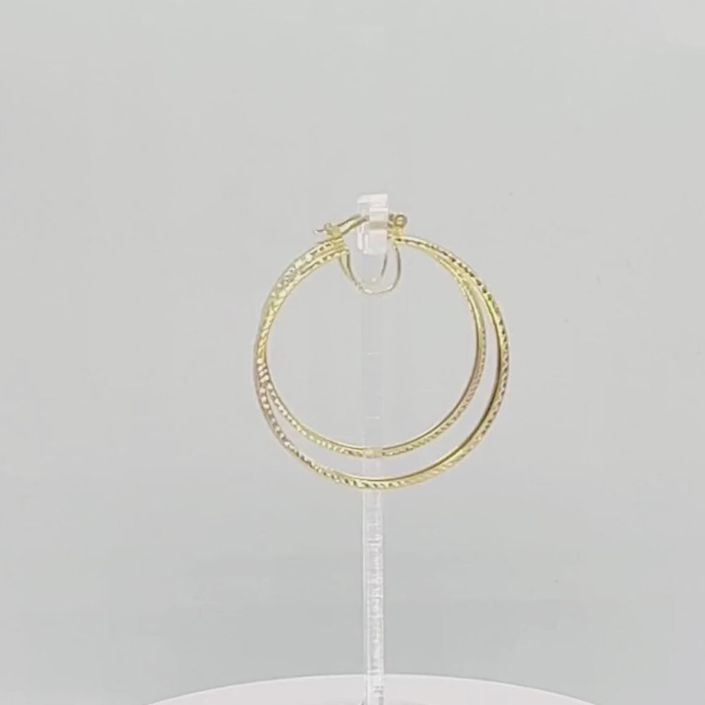 Arracada de Oro 14k Diseño Redondo y Hueco con Diamantado Especial mod. 9783