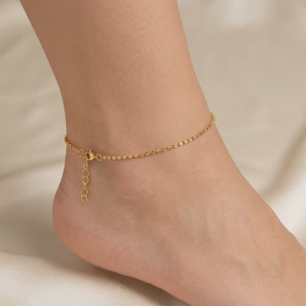 Tobillera de Oro 14k Diseño Elegante con Tejido Diamantado mod. 11074