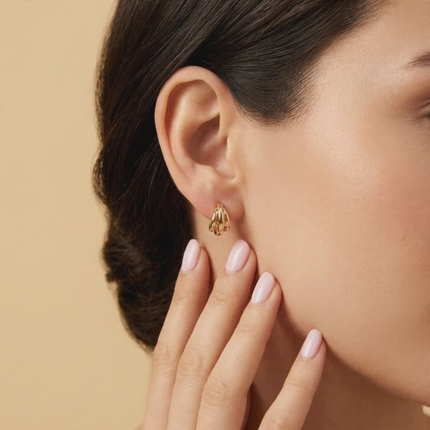 Grapa de Oro 14k Elegante con Tres Aros mod. 11065