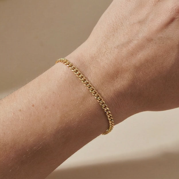 Pulsera de Oro 14k Tejido Barbado Fino Estilo Estrecho y Hueco mod. 10539