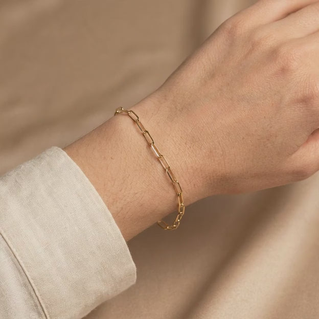 Pulsera de Oro 14k Paperclip Mediana mod. 10977