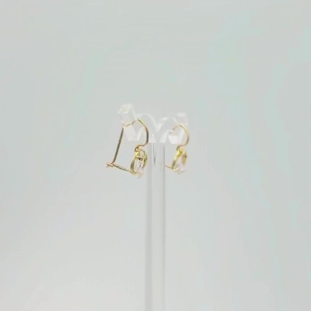Arete con Broche Arillo de Oro 14k Gota de Zirconia Brillante mod. 9766