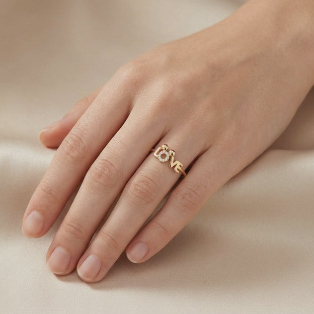 Anillo de Oro 14k Love con Zirconias mod. 10856