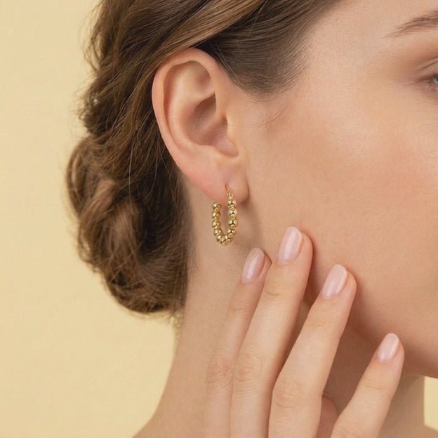Arracada de Oro 14k Diseño Esferas Chicas Huecas mod. 10887