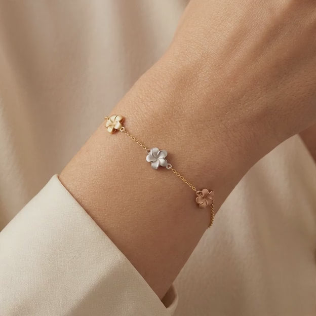 Pulsera de Oro 14k Florentina con Flores de Mayo mod. 10951
