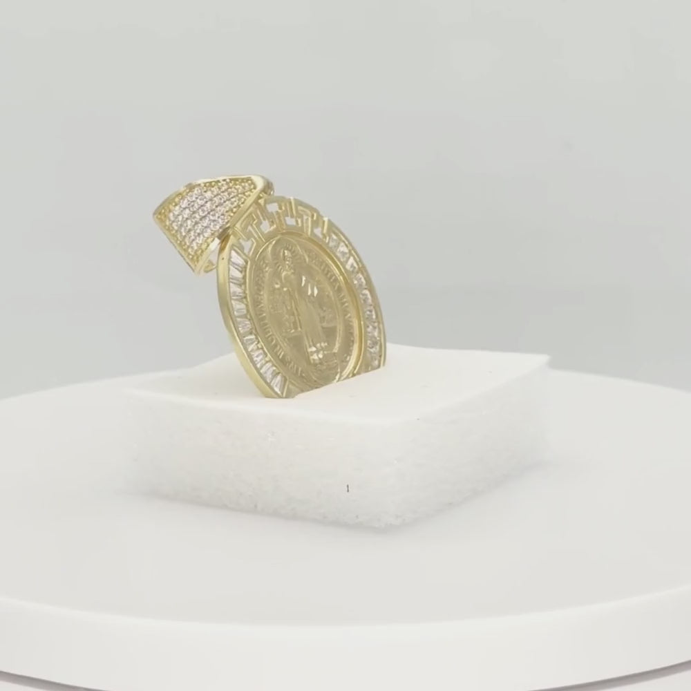 Medalla de Oro 14k San Judas en Modelo Incrustado con Zirconias Baguette y Diamantado Fino mod. 9872