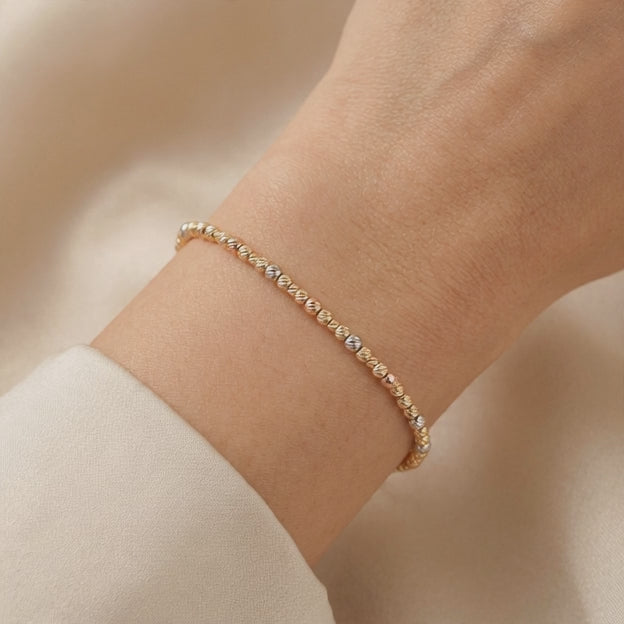 Pulsera de Oro 14k Bolitas Diamantadas Florentinas mod. 10967