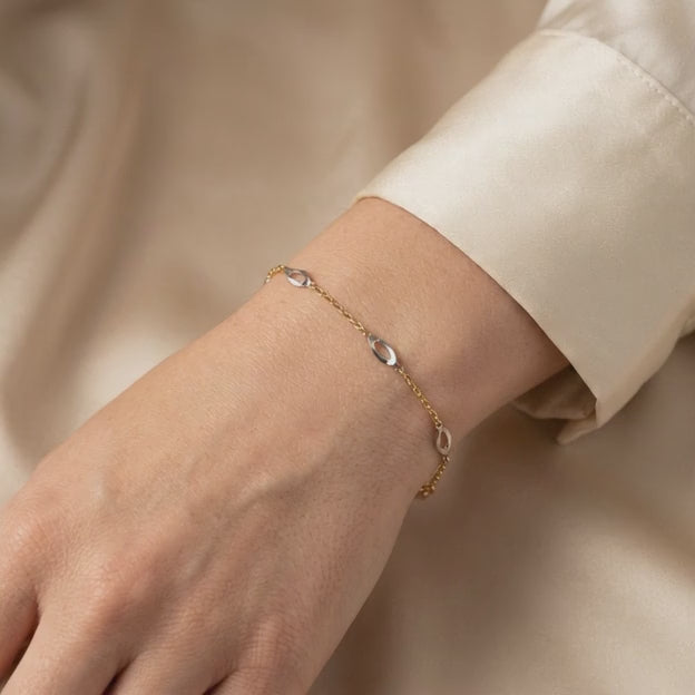 Pulsera de Oro 14k con Detalles en Oro Blanco mod. 10948