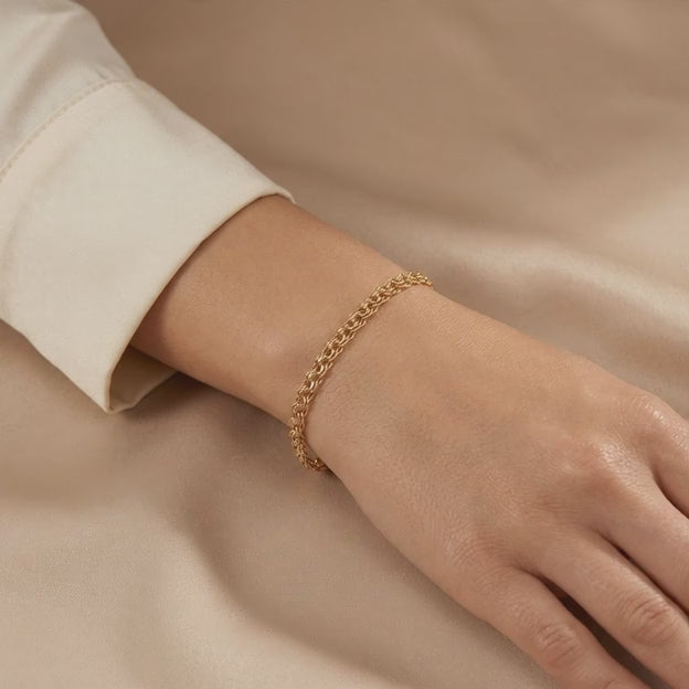 Pulsera de Oro 14k Tejido Chino Delgada mod. 10981