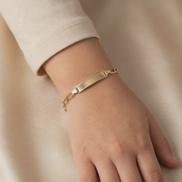 Esclava de Oro 14K Tejido Inglés con Diamantado Blanco para Niños mod. 10926