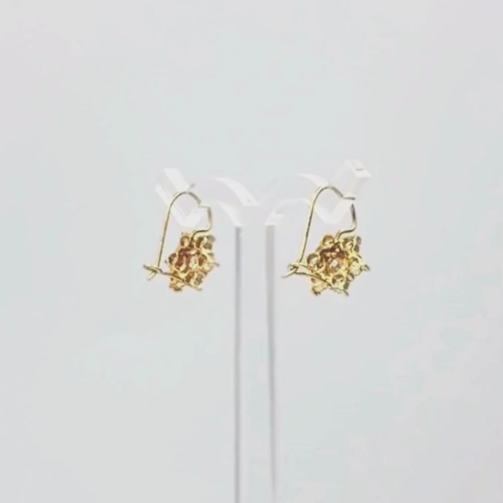Arete con Broche Arillo de Oro 14k con Diseño Estrella Incrustado con Zirconias Blanca Brillante mod. 9762
