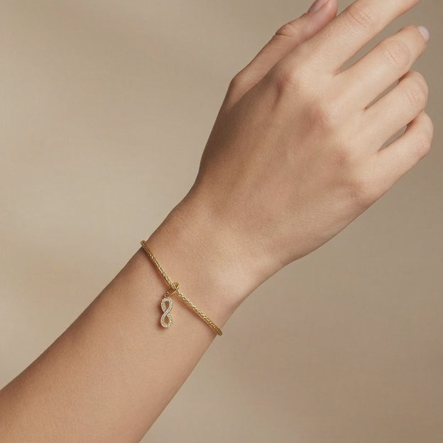 Charm de Oro 14k Infinito Colgante con Incrustación de Zirconias mod. 10672