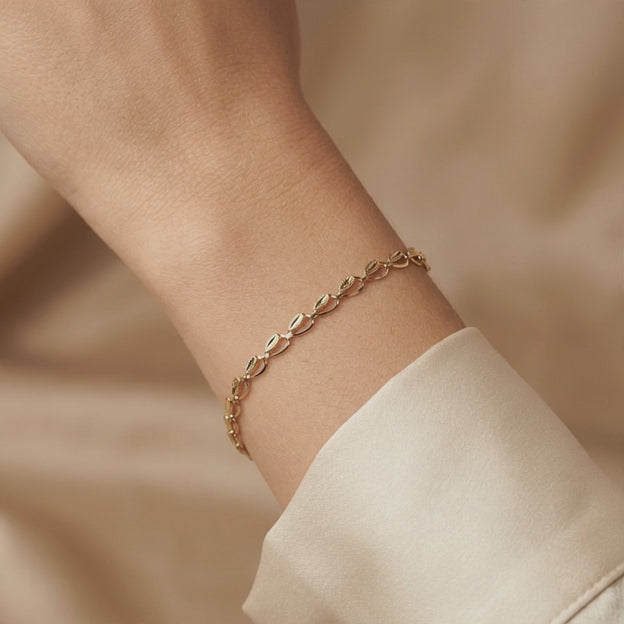 Pulsera de Oro 14k Elegante con Detalles Diamantados mod. 10964