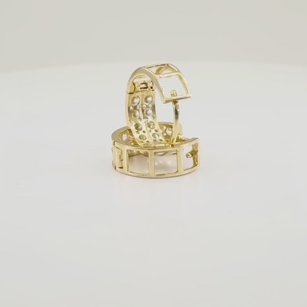 Grapa de Oro 14k Diseño de Doble Línea Incrustada con Zirconias mod. 10178