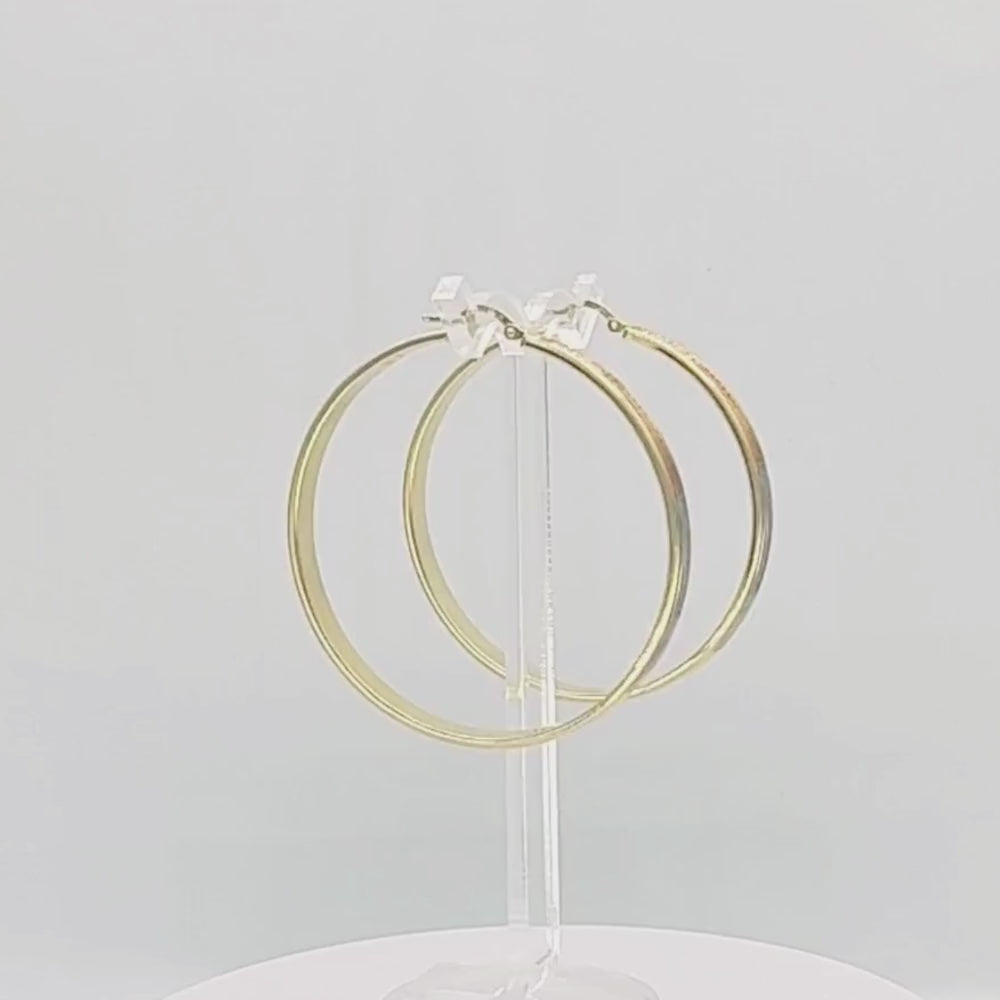 Arracada de Oro 14k Diseño Especial Redondo y Hueco en Líneas con Diamantado Central mod. 9777