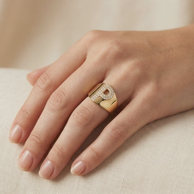 Anillo de Oro 14k de Incial P mod. 10876