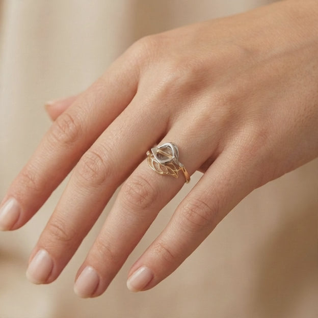 Anillo de Oro 14k Alcatraz con Oro Blanco mod. 10872