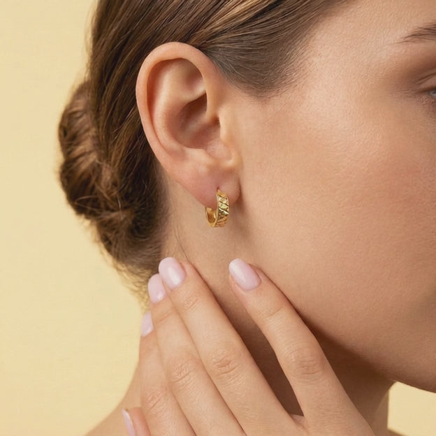 Arracada de Oro 14k Clásicas con Facetado Triangular mod. 10896