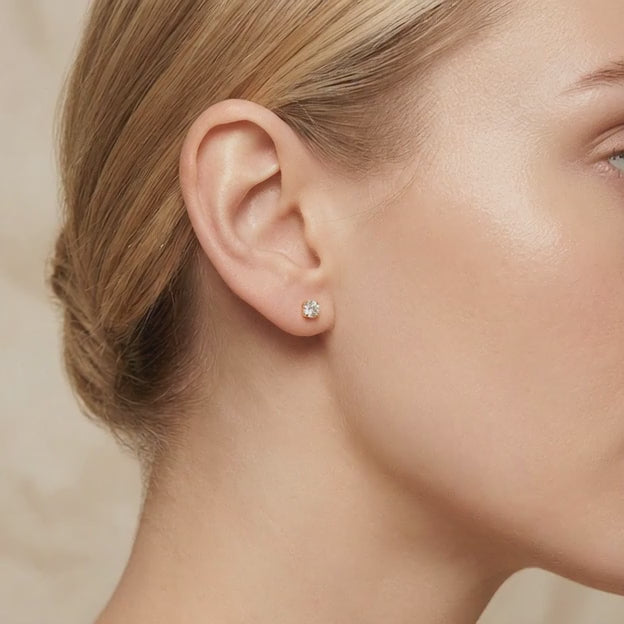 Broquel de Oro 14k Doble Vista con Zirconia Brillante mod. 10730