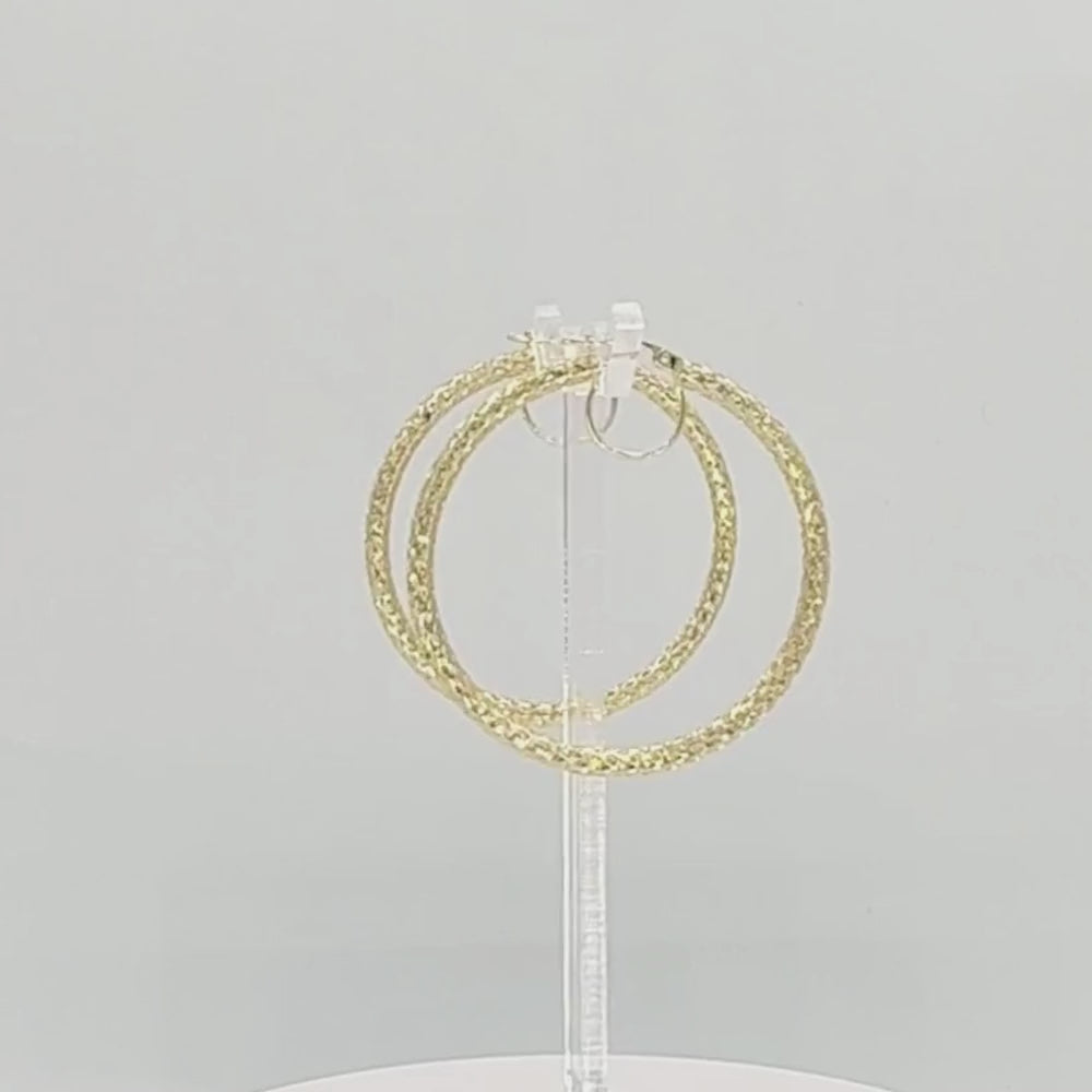 Arracada de Oro 14k Diseño Redondo y Calado de Estilo Brillante y Fino mod. 9787