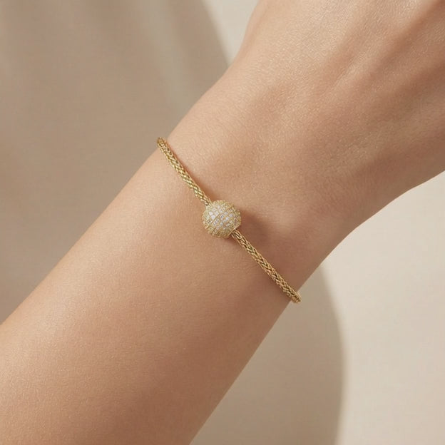 Charm de Oro 14k Bola de Fuego Grande Incrustada con Zirconias Brillantes mod. 10649